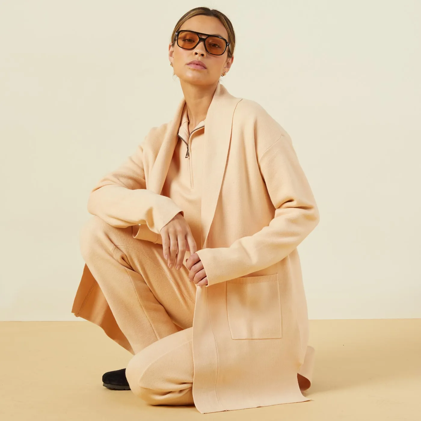 NonIrritating Stitching High Neckline Supersoft Sweater Knit Cardigan