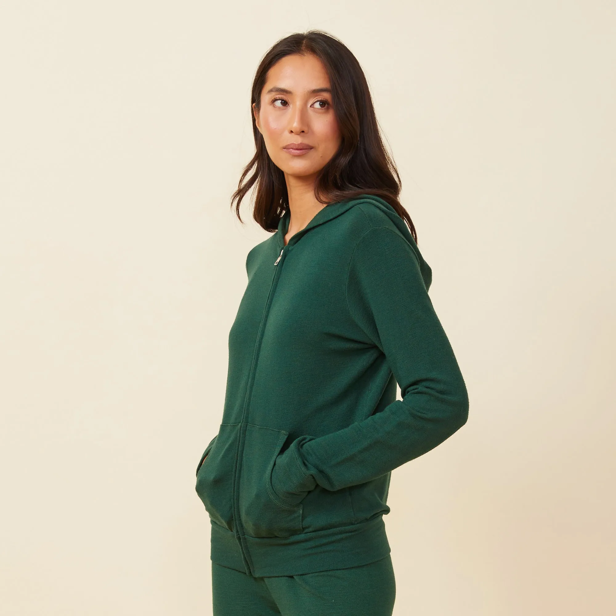 Supersoft Zip Up Hoody Youthful Feel Slit-Hem