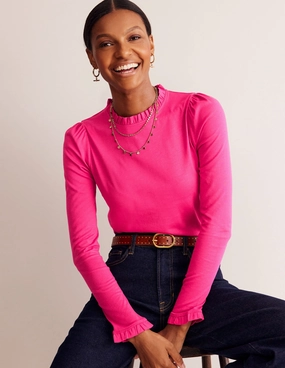 AbrasionResistant Finish Supersoft Frill Detail Top-Cherry Jam