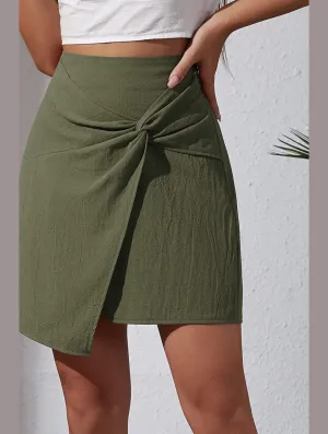 Compression Fit WOMEN FRONT TIED SHORT LENGTH MINI SKIRT