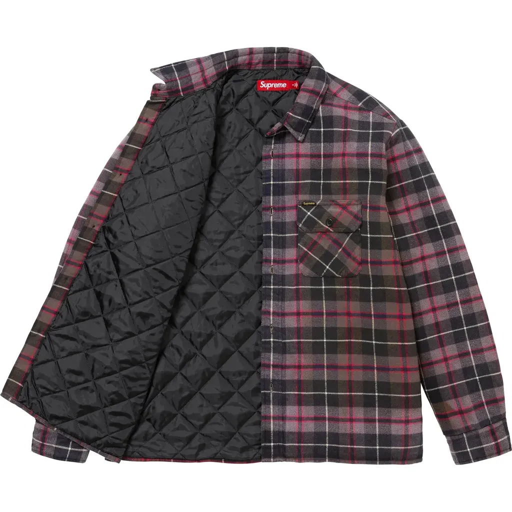 Supreme Quilted Plaid Shirt Grey