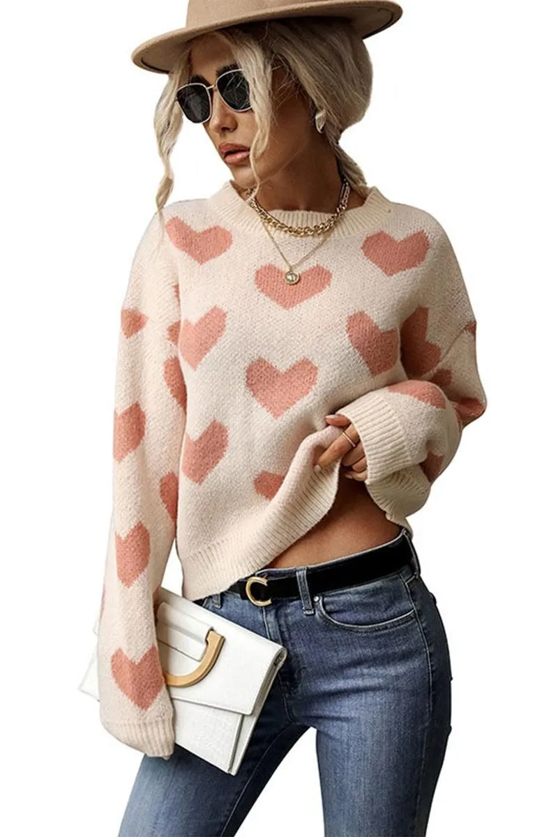 HEART PRINTING WARM CUTE SWEATER Layered Ventilation Zones
