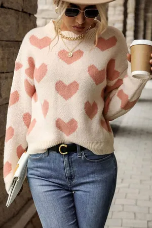 HEART PRINTING WARM CUTE SWEATER LightweightLayeredFabric