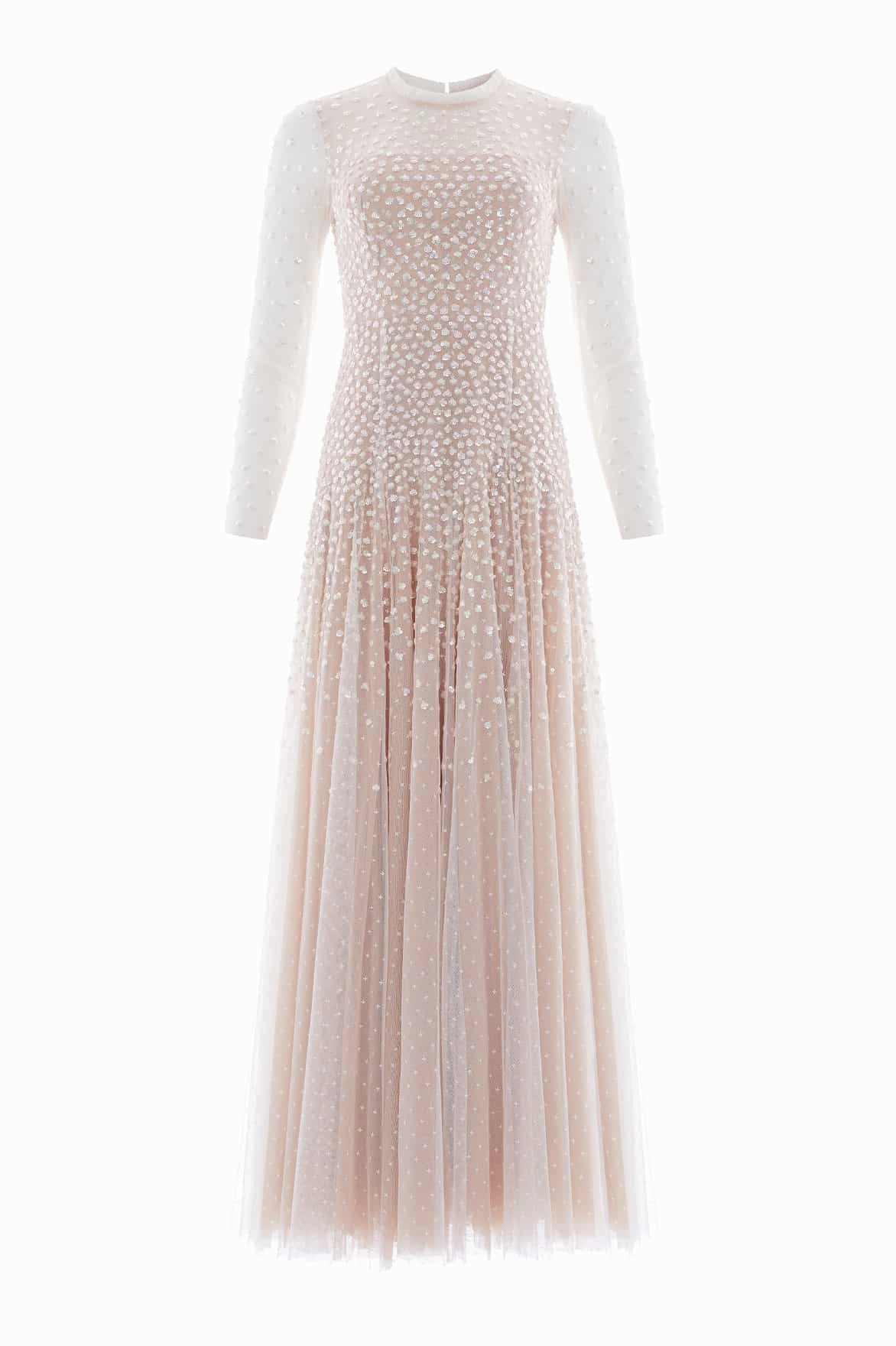Sequin Cascade Round Neck Gown Fitted Shape