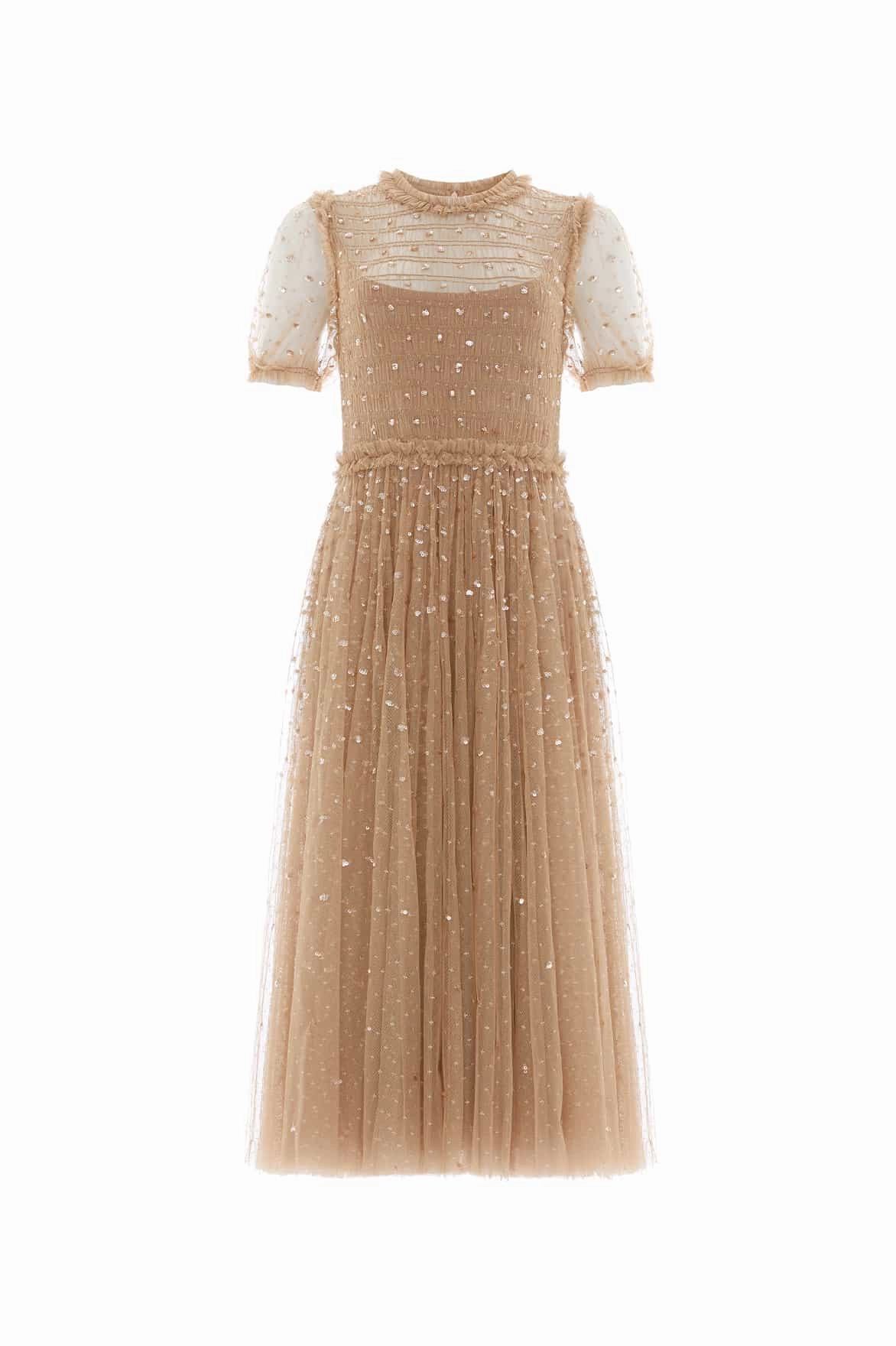 Season Ready Fashion Fit Sequin Giselle Smocked Ballerina Dress