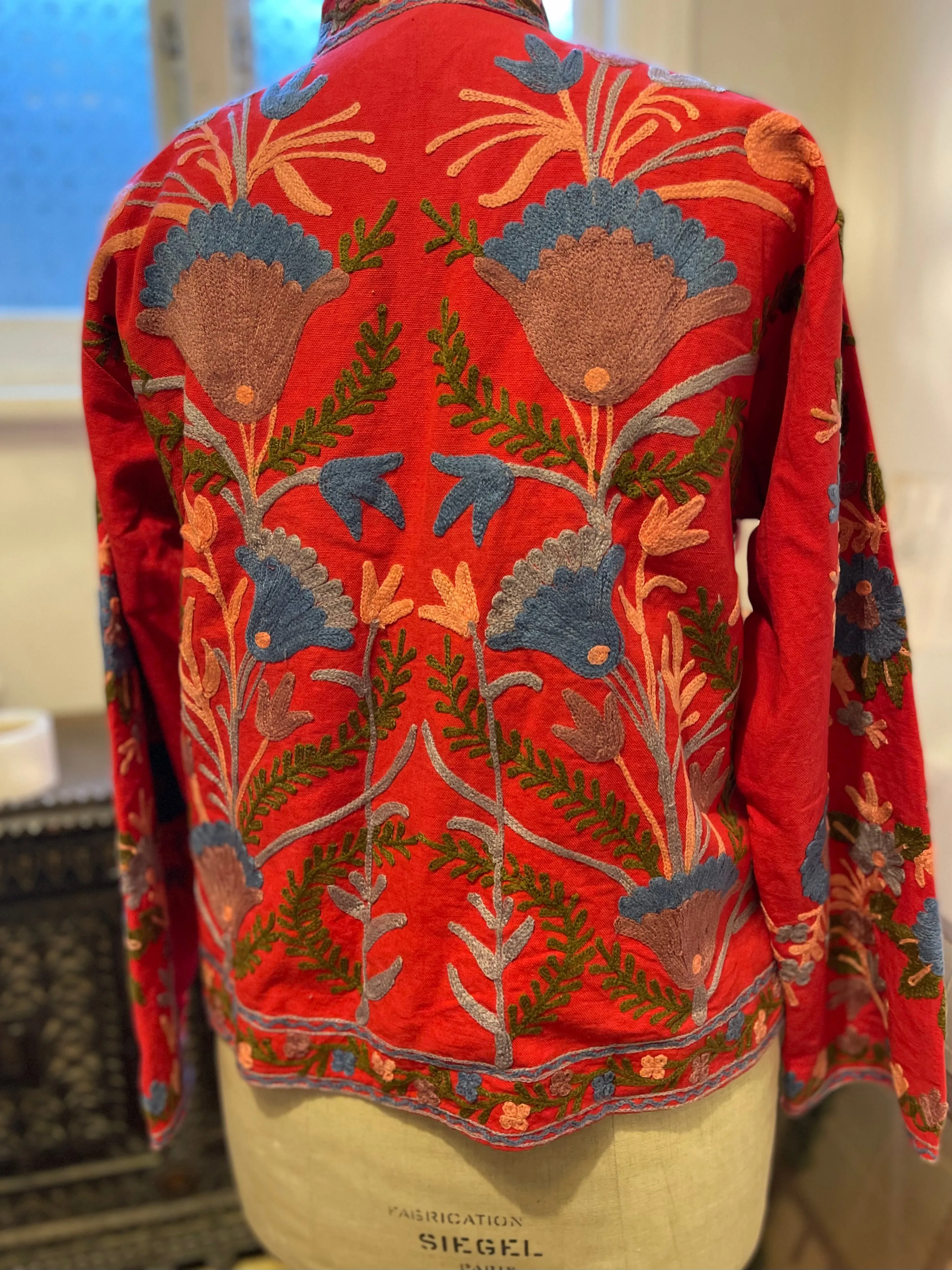 Suzani Tribal Jacket Short - Cerise/Grey