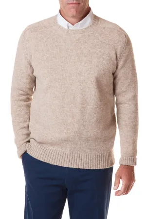 Microfiber Material Scottish Shetland Crew Neck Sweater Oatmeal