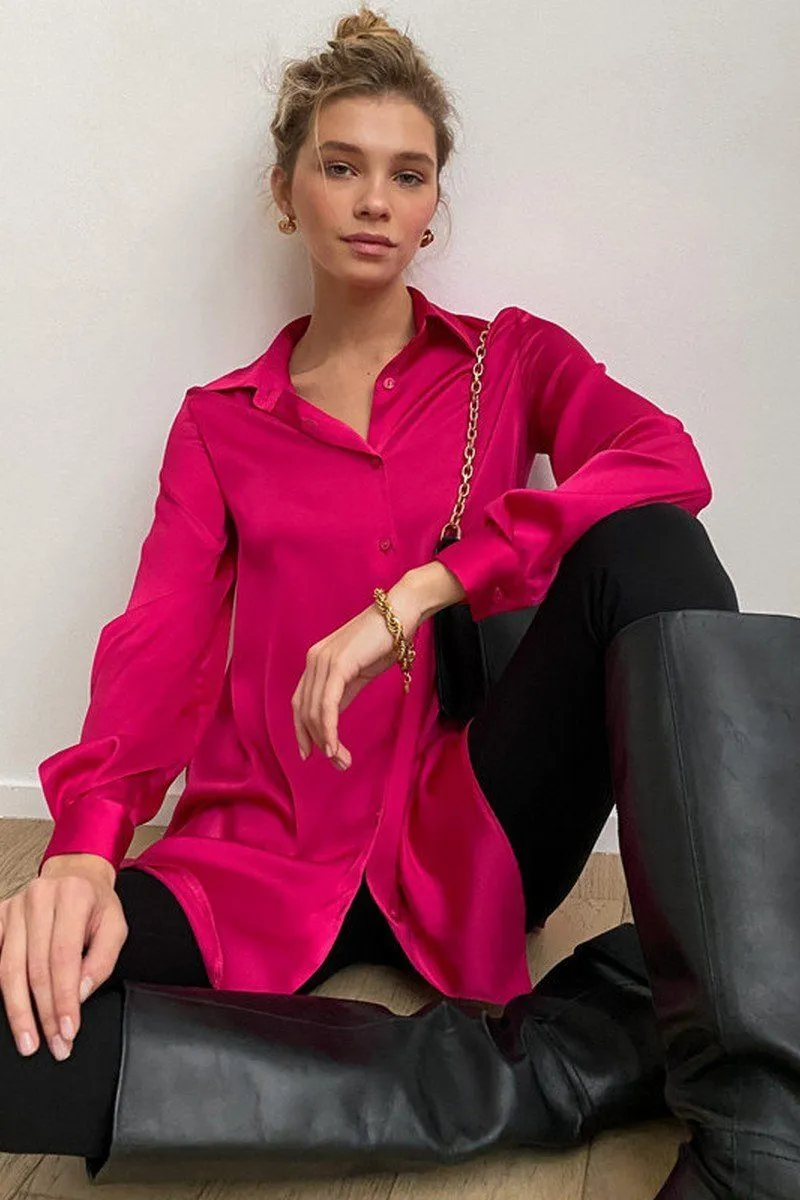WOMEN LONG SLEEVED SATIN BUTTON UP SHIRTS AirflowOptimized Design Winter Hoodie