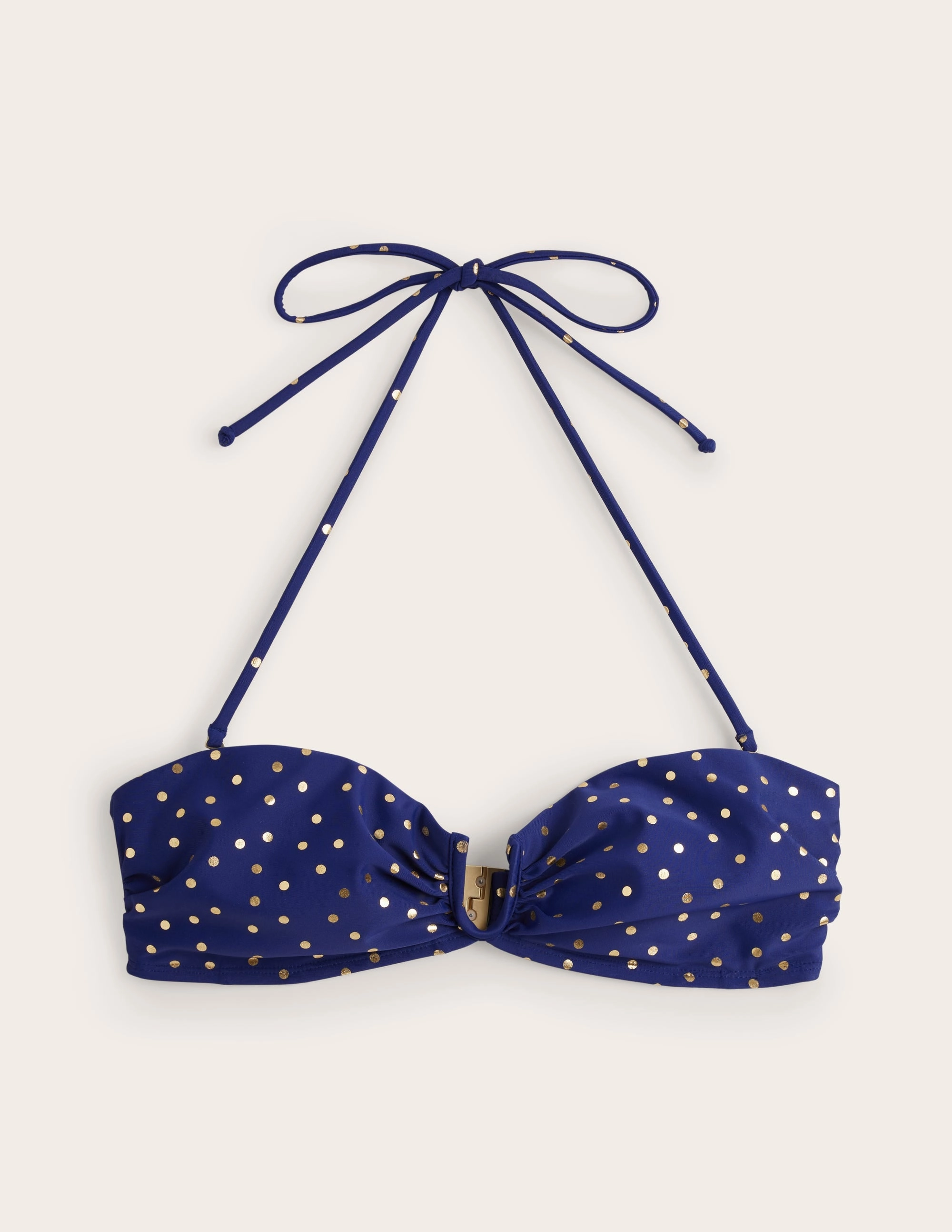 Beach Vibes U Bar Bikini Top-Navy Foil Spot
