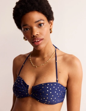 Resort Ready U Bar Bikini Top-Navy Foil Spot