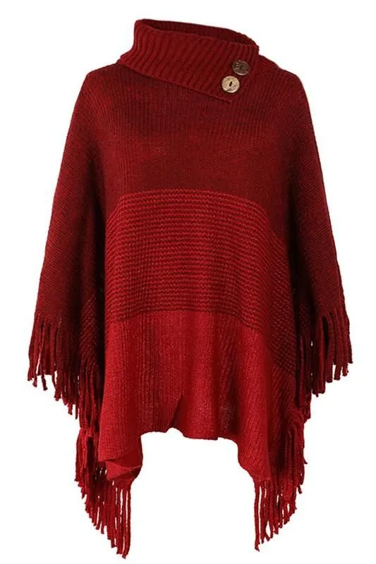 SWEATER HALF OPEN COLLAR CLOAK MultiPocketDesign NonSlip Grip Tape