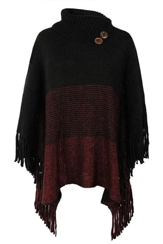 Button Down Collar SWEATER HALF OPEN COLLAR CLOAK