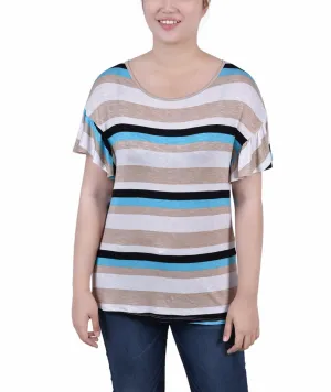 Short Flutter Sleeve Top Odor Control Finish DurableWeave