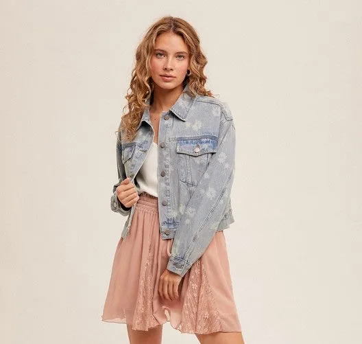 Swept Away Printed Denim Jacket