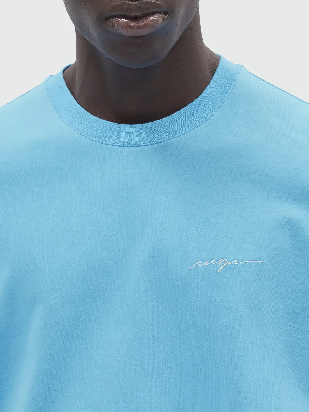 T-Shirt and Embroidered Logo (Blue)