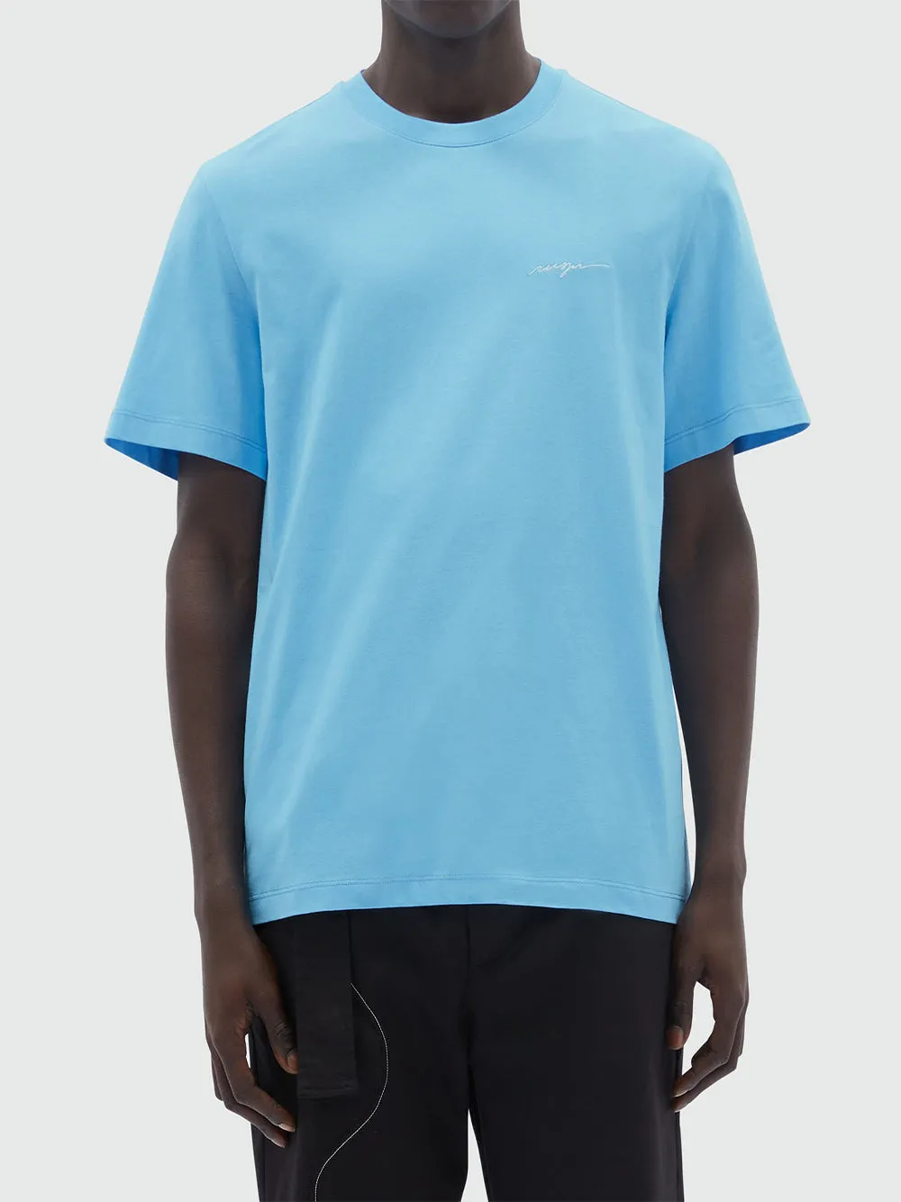 T-Shirt and Embroidered Logo (Blue)