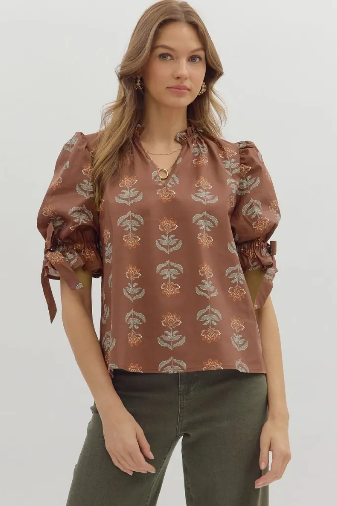 AntiPillingFinish Margot Floral Puff Sleeve Top