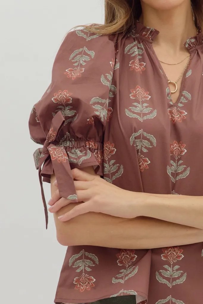 YarnBlend Margot Floral Puff Sleeve Top
