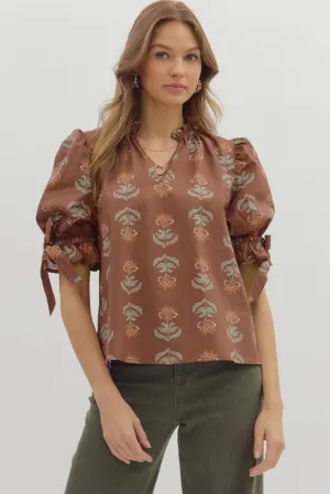 AntiPillingFinish Margot Floral Puff Sleeve Top