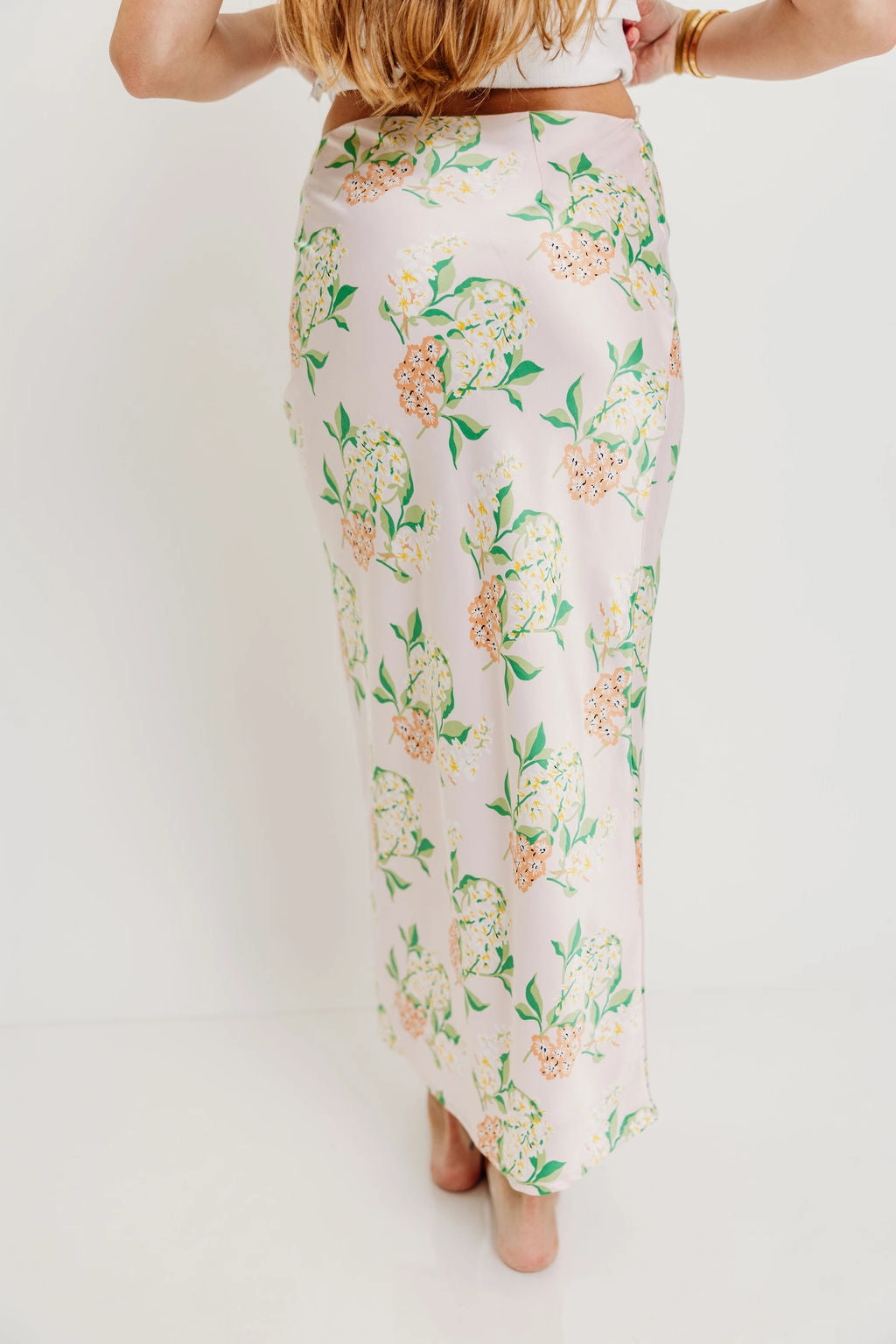 Belinda Summer Blossom Maxi Skirt in Baby Pink *Final-Sale* Performance Stretch