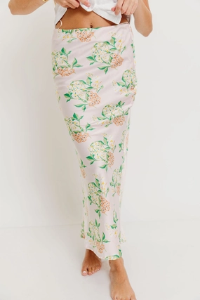 Belinda Summer Blossom Maxi Skirt in Baby Pink *Final-Sale* Yarn Dyed Pattern sustainable product