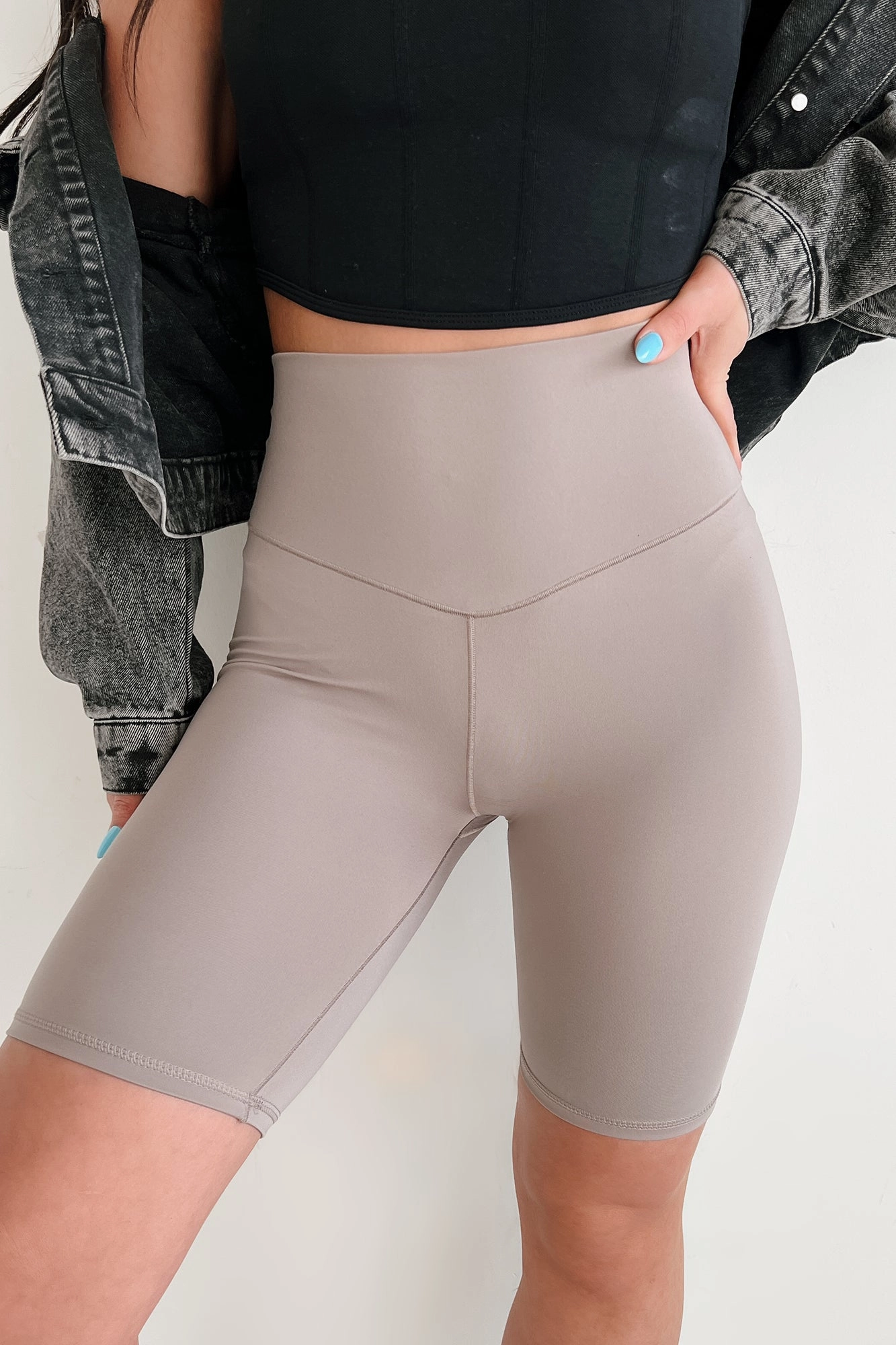 Flexible Waistband Be In Your Element High Rise Biker Shorts (Ash)