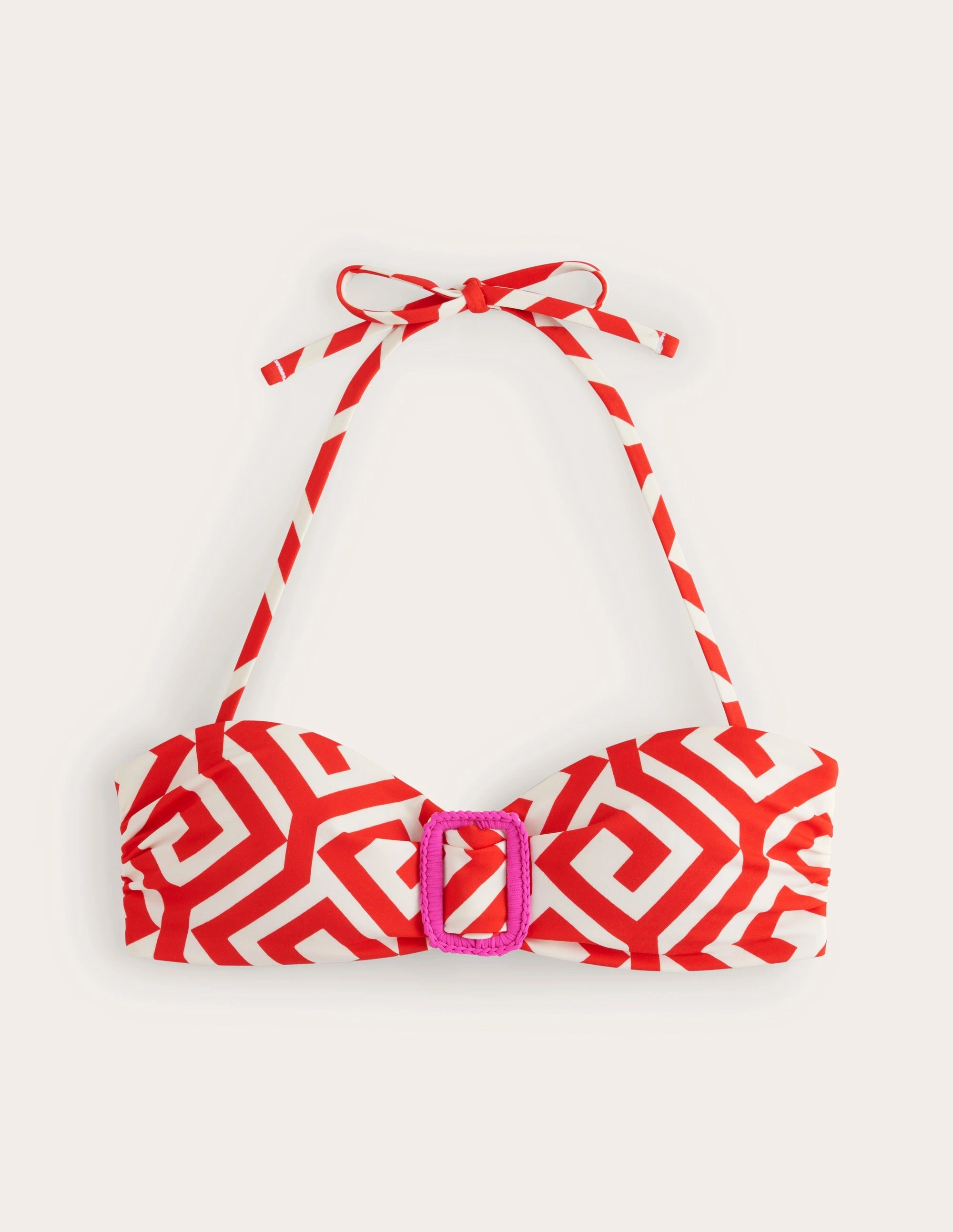 All-Over Comfort Coastal Charm Taormina  Bandeau Bikini Top-Flame Scarlet, Maze