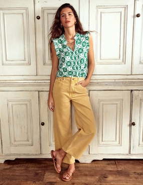 Lola Sleeveless Top-Baroque Tile No Iron Fabric