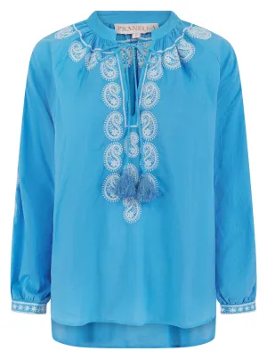 Taylor Top Cornflower AntiPillTreatment Breathable Knit Fabric