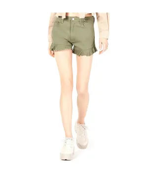 T.D.C Womens Ruffle Casual Denim Shorts