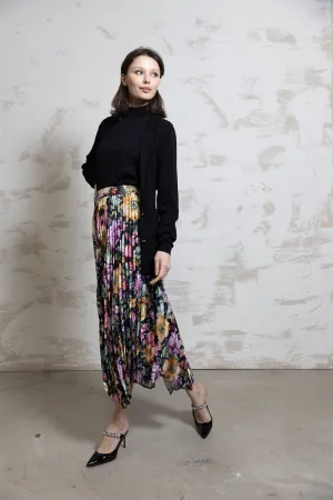 Stylish Vibe Arrow Pleated Skirt - Floral