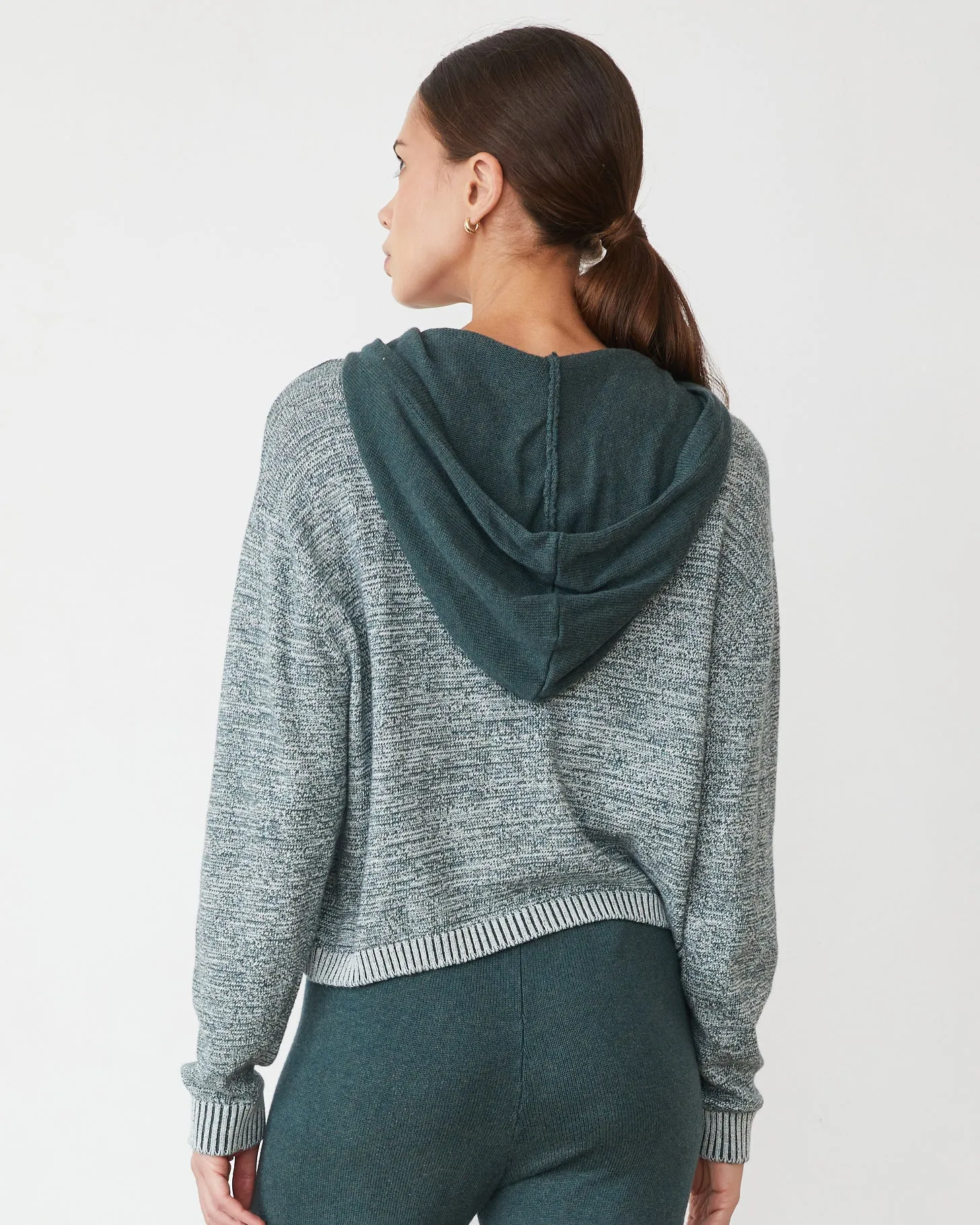 Organic Cotton Cashmere Hooded Sweater Lightweight Knit WaterRepellent Finish