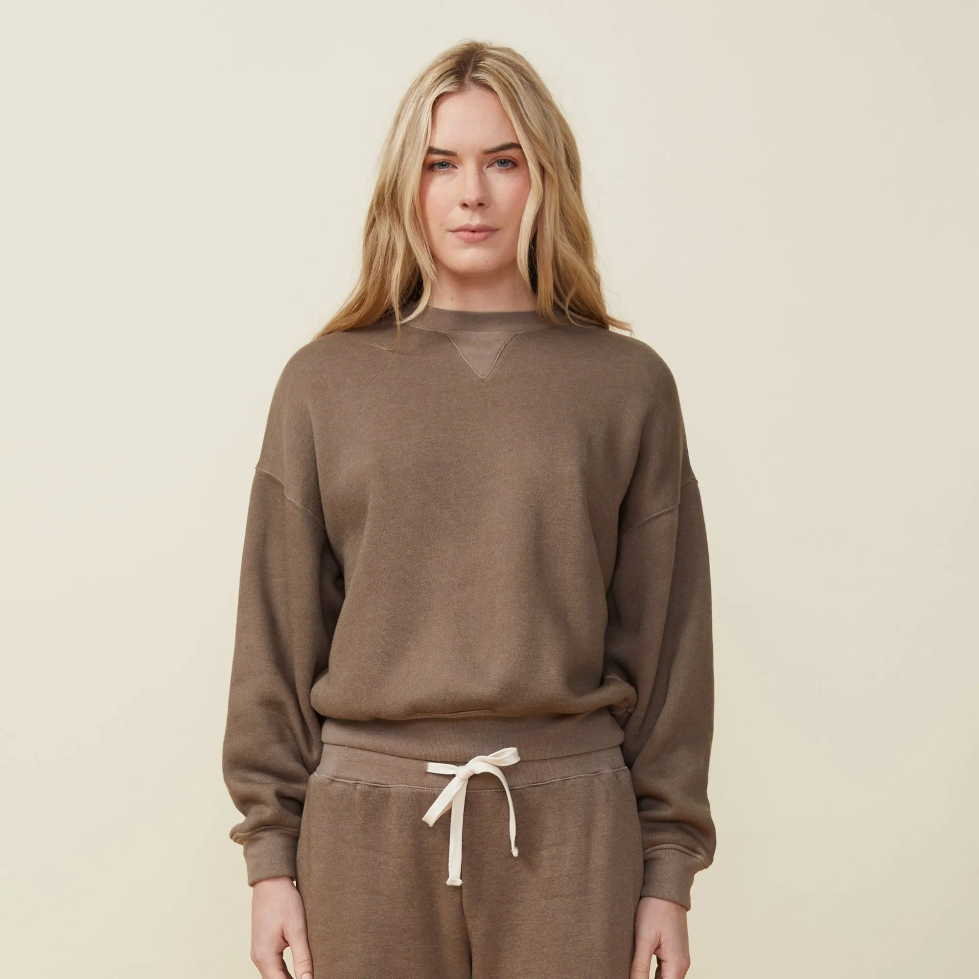 AbrasionResistant Teddy Fleece Crew Neck Sweatshirt