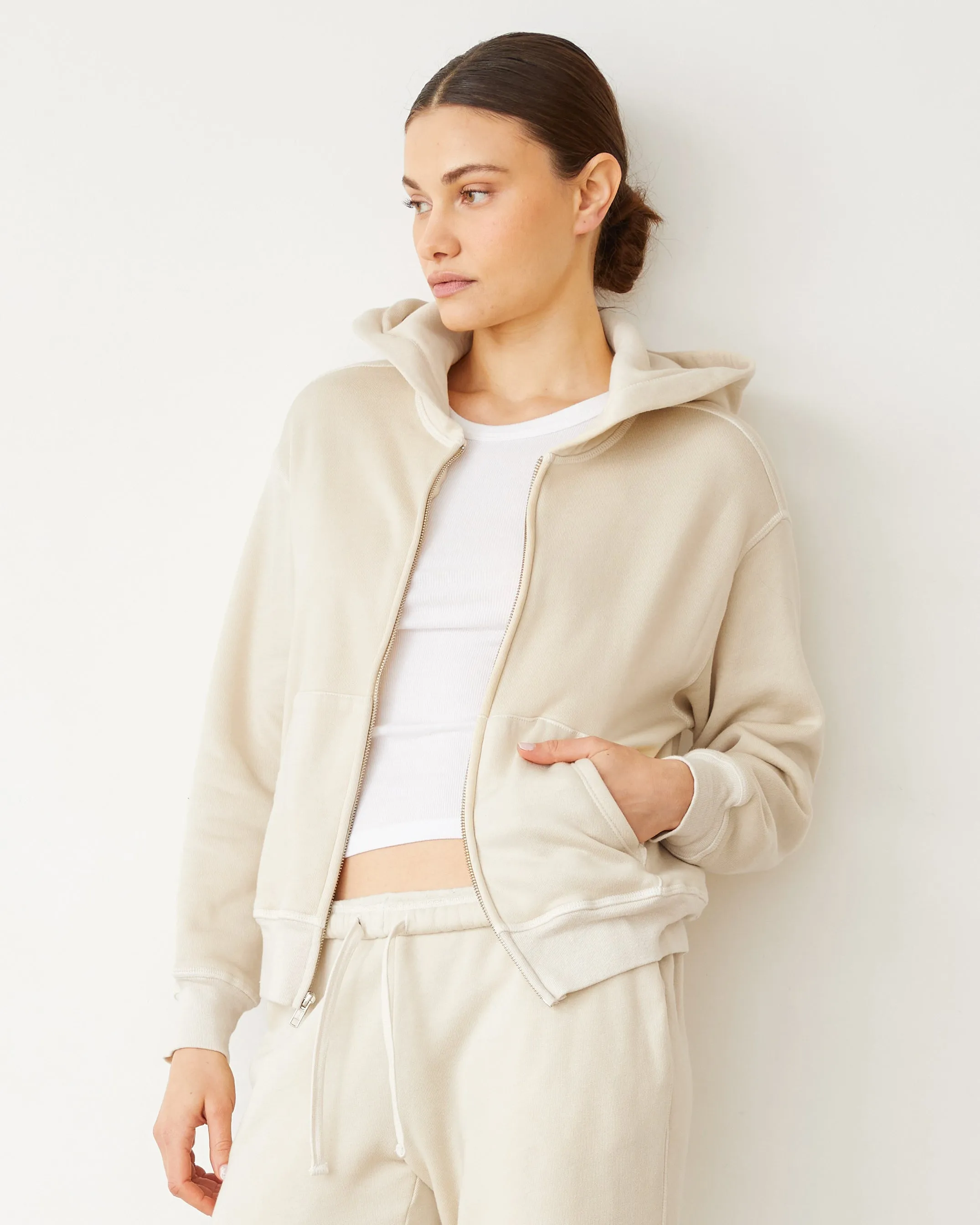 Luxe Fabric Resort Vibes Teddy Fleece Relaxed Zip Up Hoody