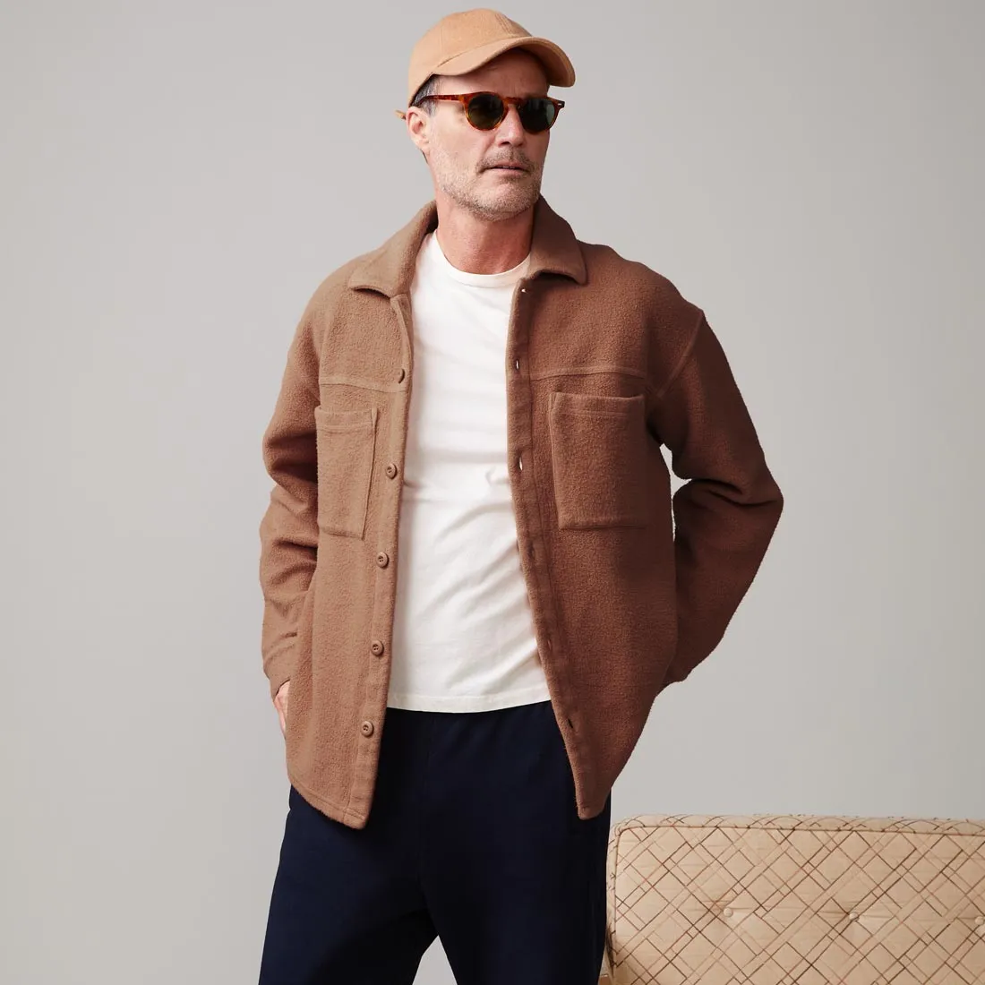 Teddy Fleece Shacket Office Look FasteningHood