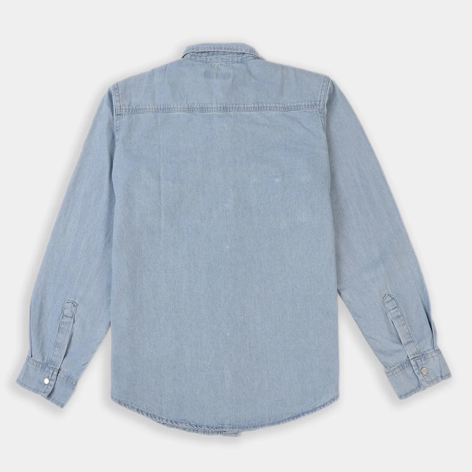 Teens Boys Denim Casual Shirt Happy-Light Blue
