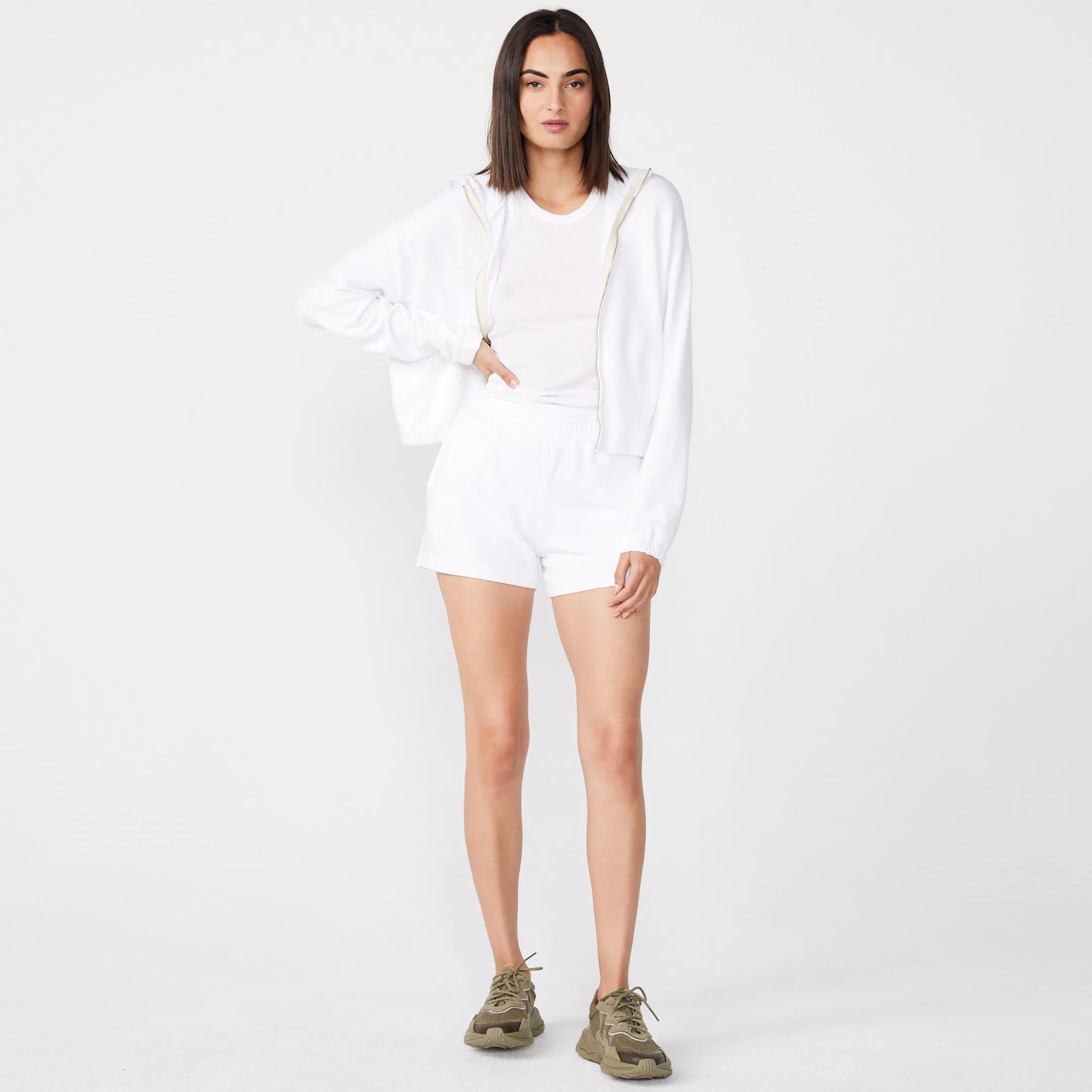 Sporty Zip Up Hoody Tapered Side Panels