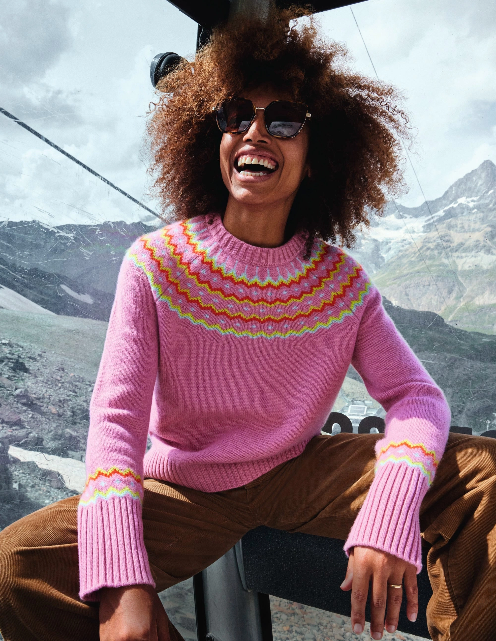 Cozy Lining Cashmere Fair Isle Jumper-Formica Pink