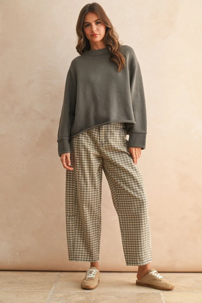 Tatum Crew Neck Sweater Weighted Hem Design