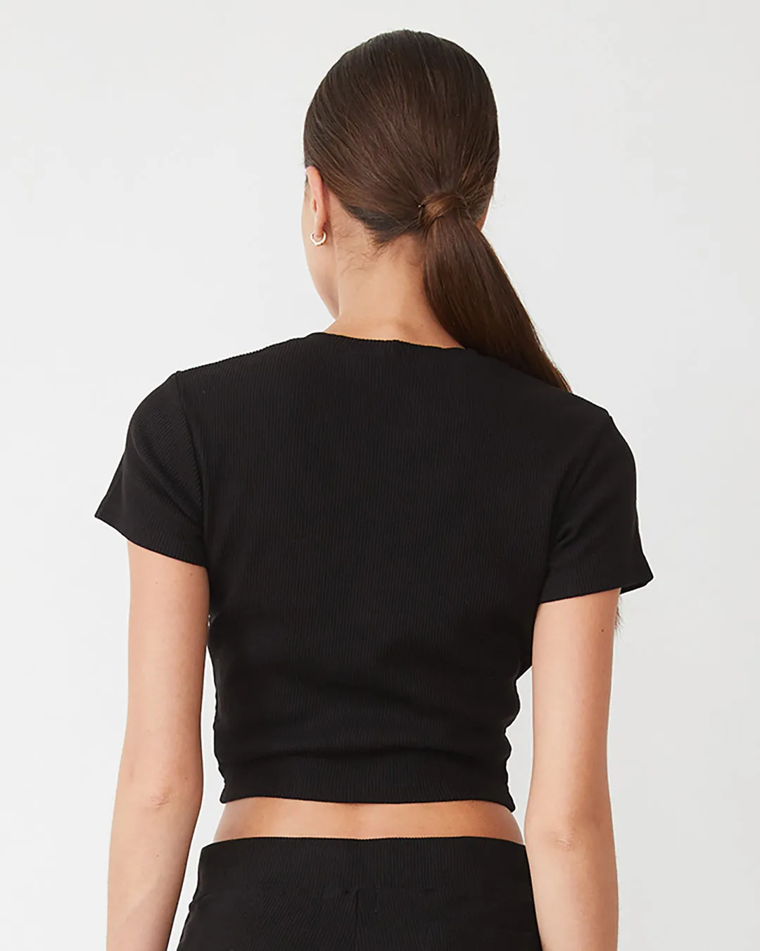 FlatlockSeams Lightweight pullover Tencel Rib Tie Top