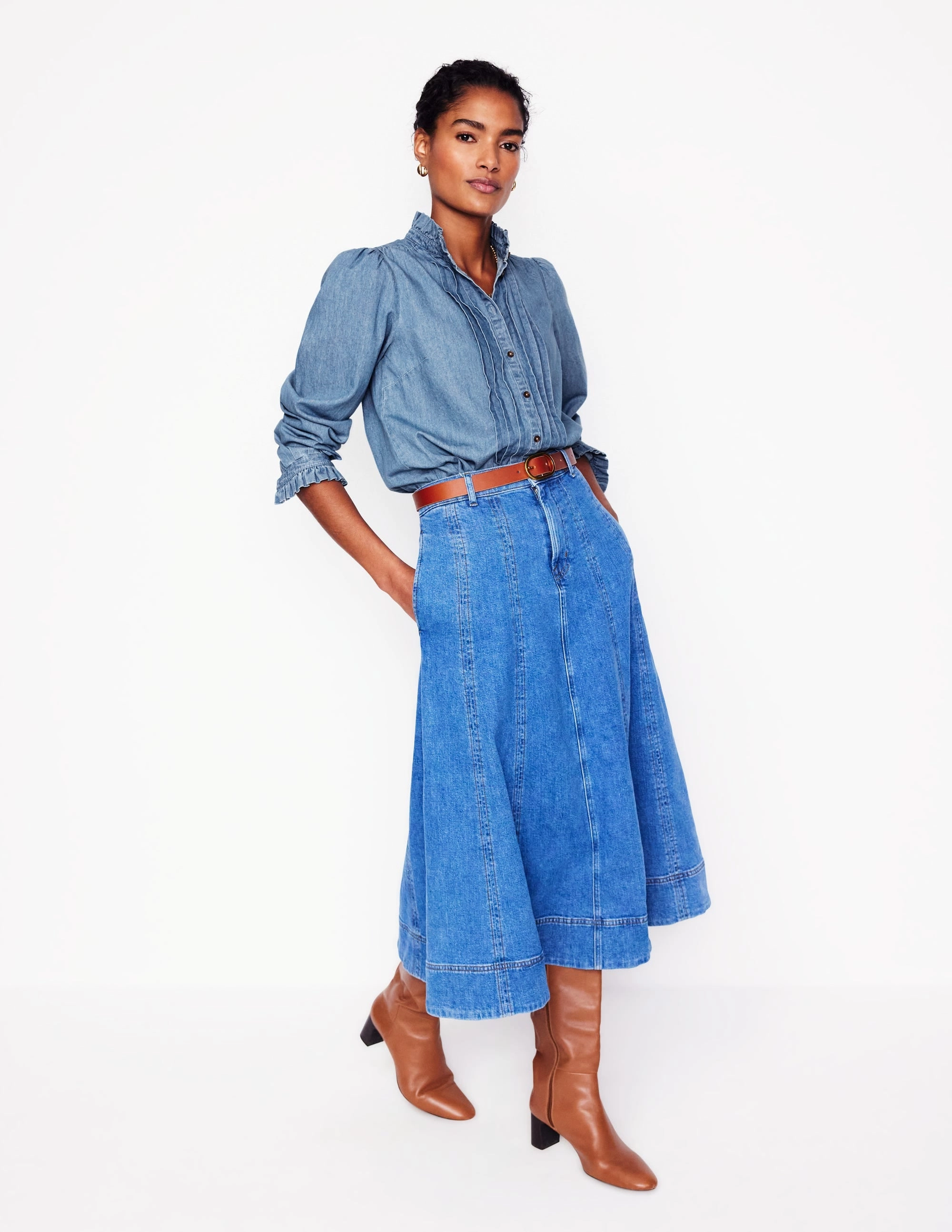 ButterSoftTexture Ergonomic Fit Design Felicity Denim Blouse-Light Authentic