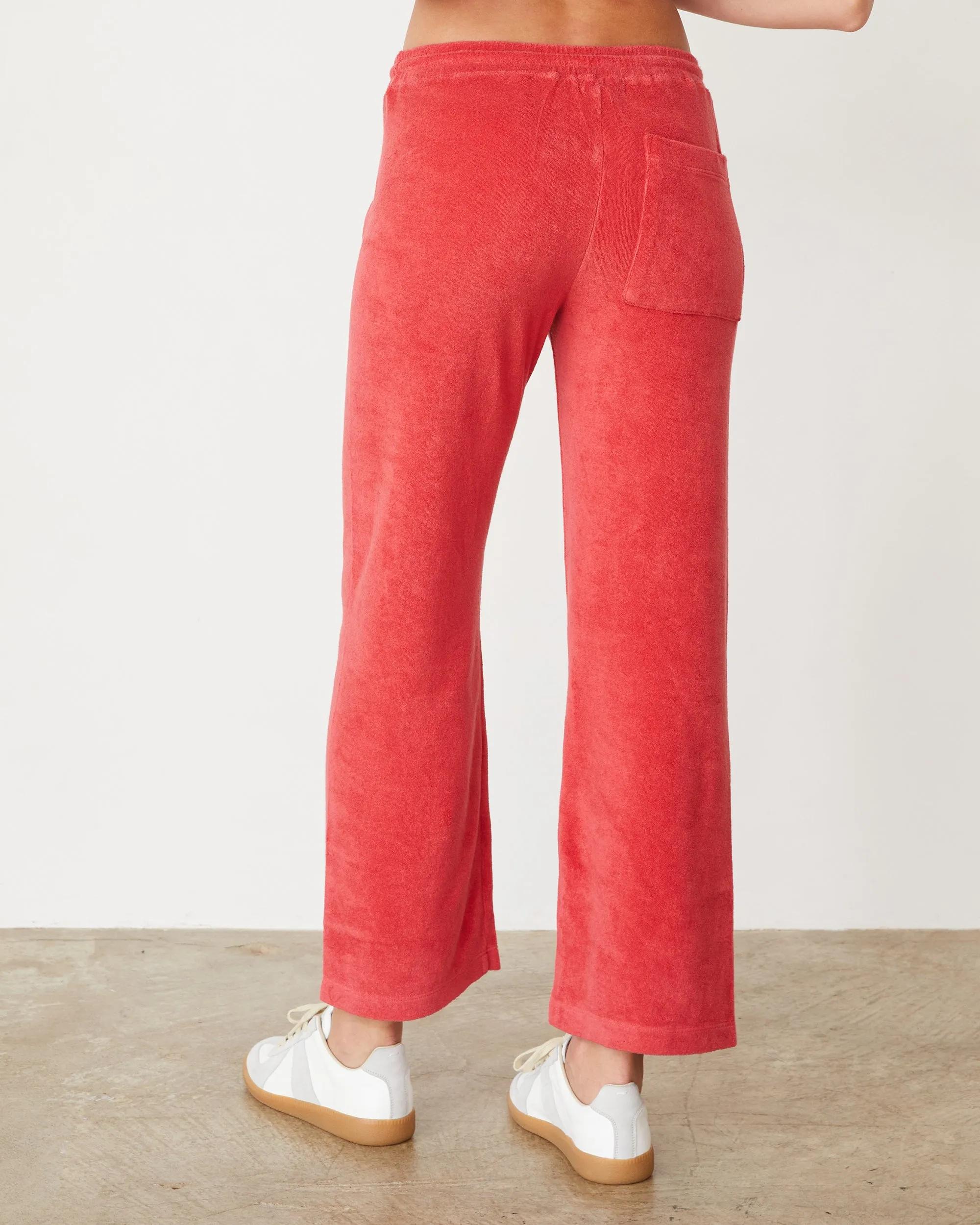 Non Clip Slim Waist Terry Cloth Crop Pant