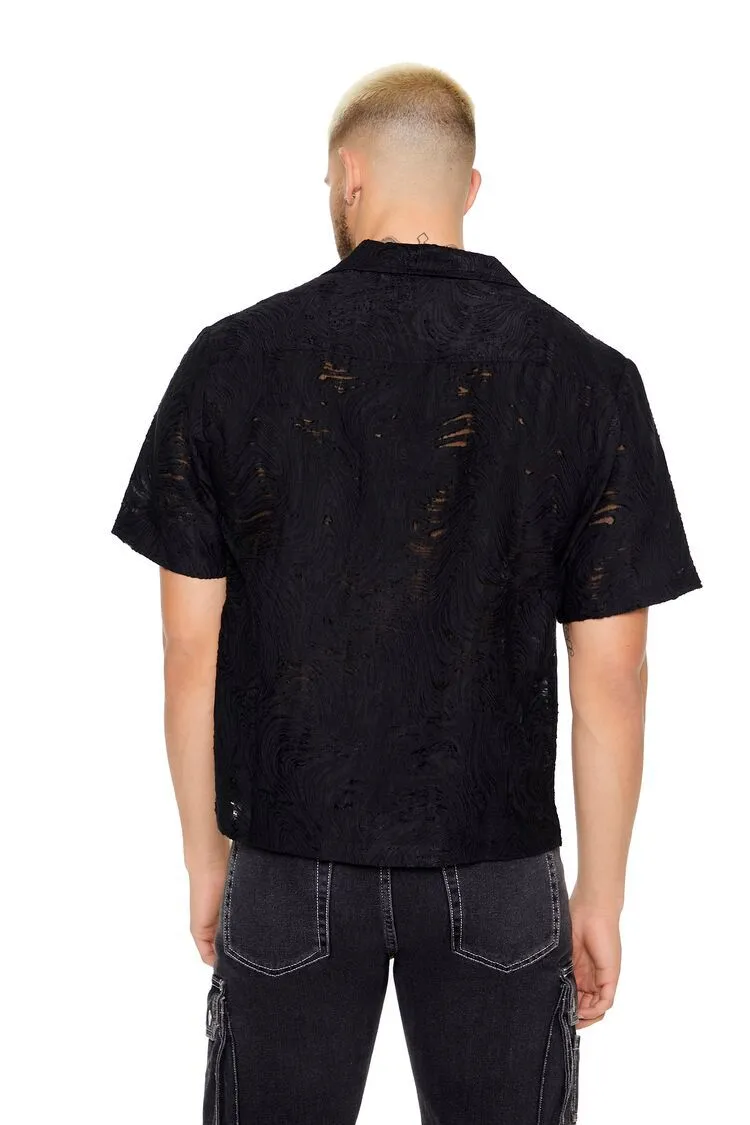 Textured Cropped Relax-Fit Shirt