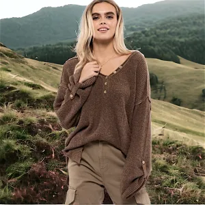 Textured Henley Sweater