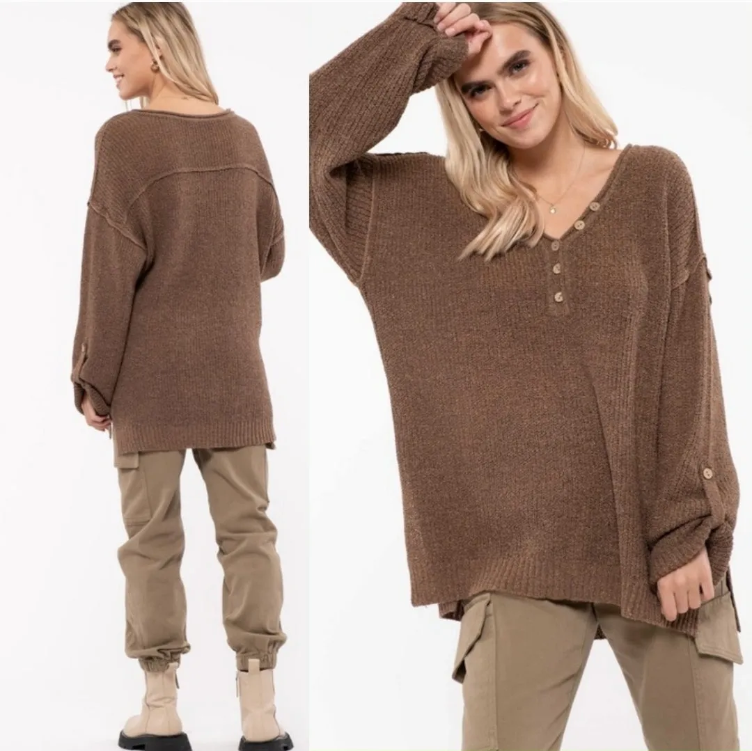 Textured Henley Sweater