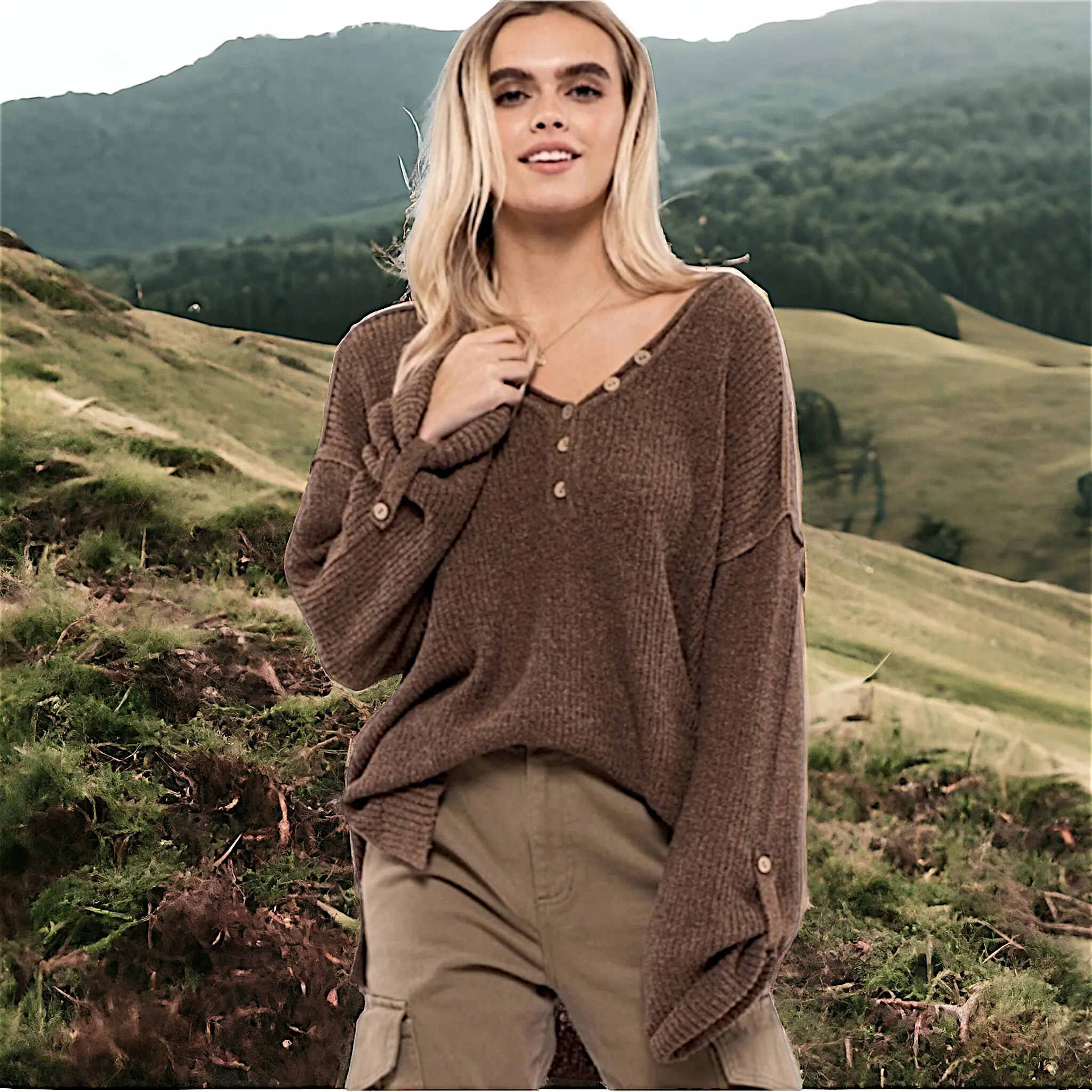 Textured Henley Sweater