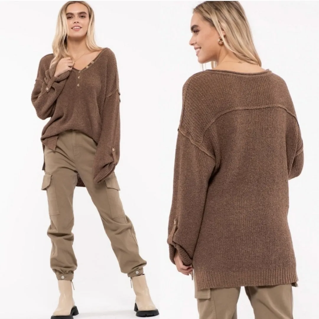 Textured Henley Sweater