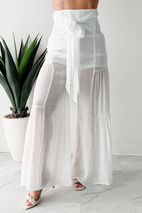 That Time Of Year Tiered Flowy Pants (White) Water-resistant Feminine Cut
