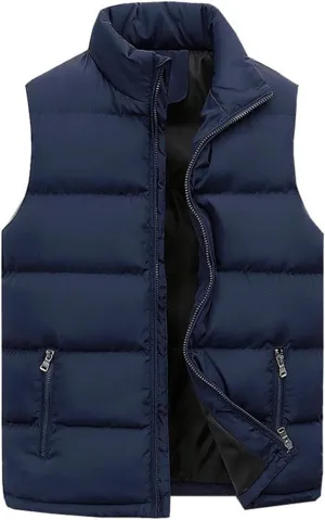 Thatrich Men's Puffer Vest Puffy Padded Vests Casual Sleeveless Jackets Warm Winter Gilet Full Zip Down Coat Outerwear Trendy