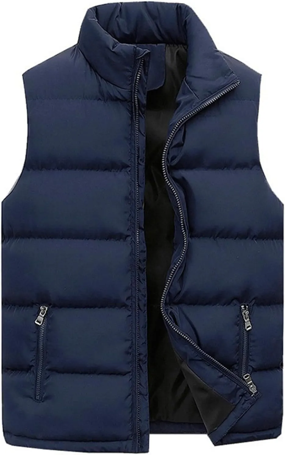 Thatrich Men's Puffer Vest Puffy Padded Vests Casual Sleeveless Jackets Warm Winter Gilet Full Zip Down Coat Outerwear Trendy